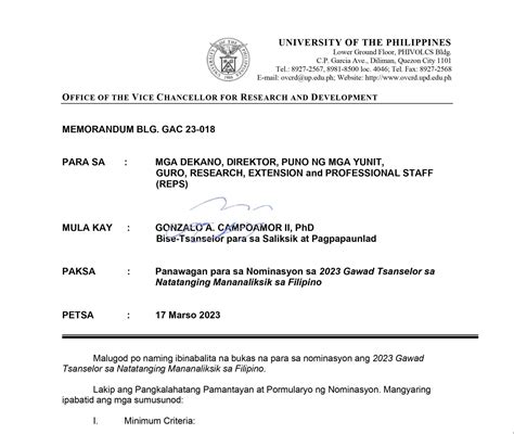 memo in Tagalog .